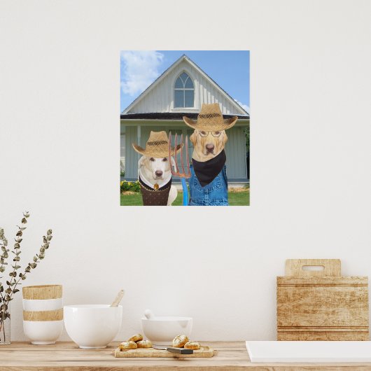 Funny American Gothic Labrador Poster (Küche)