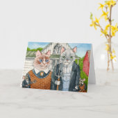 Funny American Gothic Löffel Katzen und Mäuse Karte (Gelbe Blume)