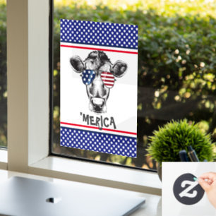 Funny American Hipster Cow Fensteraufkleber