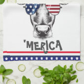 Funny American Hipster Cow Geschirrtuch (Gefaltet)
