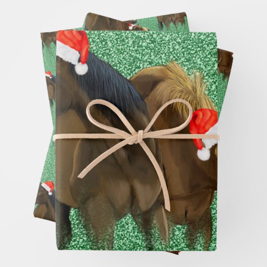 Funny American Horses trägt Weihnachts-Weihnachtsm Geschenkpapier Set (Beispiel)