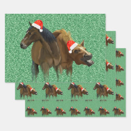 Funny American Horses trägt Weihnachts-Weihnachtsm Geschenkpapier Set