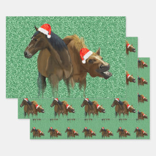 Funny American Horses trägt Weihnachts-Weihnachtsm Geschenkpapier Set