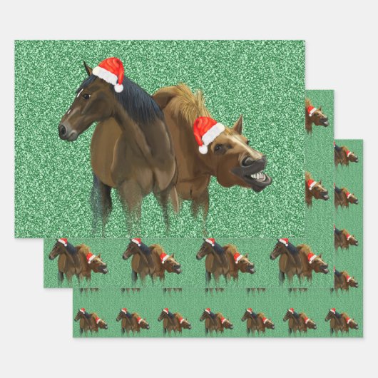 Funny American Horses trägt Weihnachts-Weihnachtsm Geschenkpapier Set (Set)