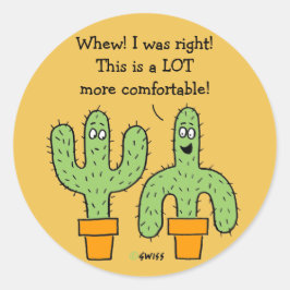 Funny American Southwest Cactus Cartoon Runder Aufkleber