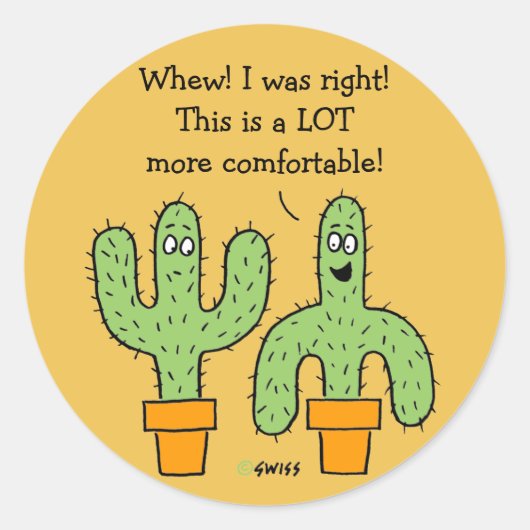 Funny American Southwest Cactus Cartoon Runder Aufkleber (Vorderseite)