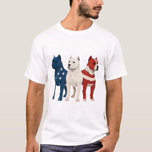 Funny American Staffordshire Terrier American Flag T-Shirt (Vorderseite)
