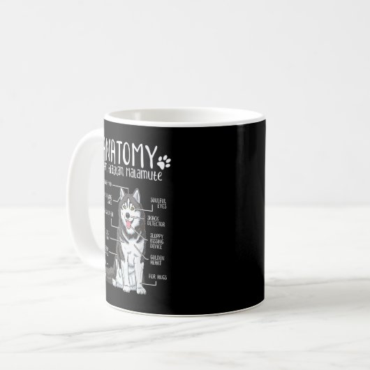 Funny Anatomy Alaskan Malamute Dog Lover  Kaffeetasse (Vorderseite Links)