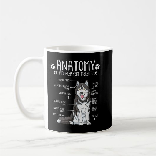 Funny Anatomy Alaskan Malamute Dog Lover  Kaffeetasse (Links)