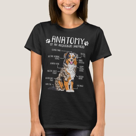 Funny Anatomy Australian Shepherd Dog Lover Aussie T-Shirt (Vorderseite)