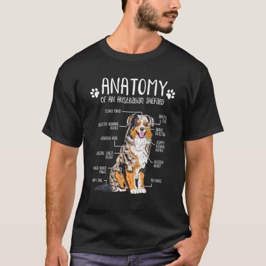 Funny Anatomy australischer Schäfer Dog Lover Gesc T-Shirt (Vorderseite)