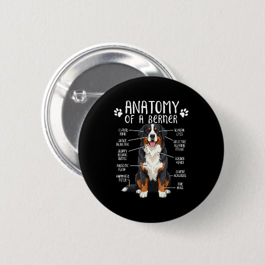 Funny Anatomy Bernese Mountain Dog Cute Berner Lov Button (Vorne & Hinten)
