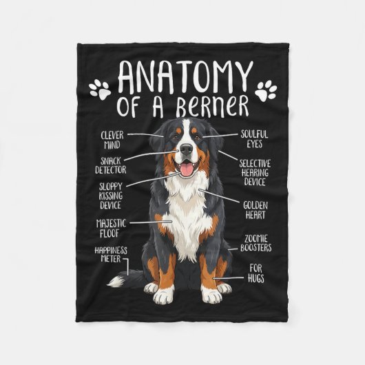 Funny Anatomy Bernese Mountain Dog Cute Berner Lov Fleecedecke (Vorderseite)