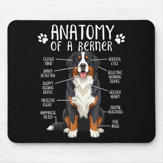 Funny Anatomy Bernese Mountain Dog Cute Berner Lov Mousepad (Vorne)