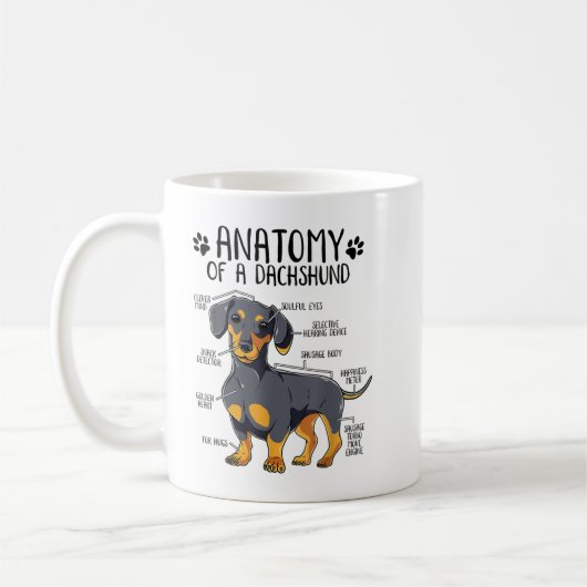 Funny Anatomy Dachshund Wiener Dog Cute Doxie Love Kaffeetasse (Links)