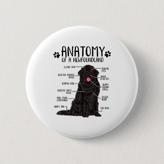 Funny Anatomy Newfoundland Dog Cute Newfie Lover Button (Vorderseite)
