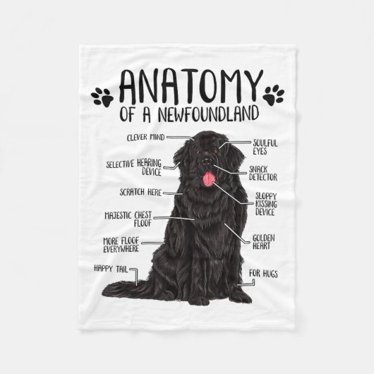 Funny Anatomy Newfoundland Dog Cute Newfie Lover Fleecedecke (Vorderseite)
