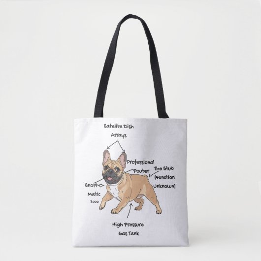 Funny Anatomy of a French Bulldog Illustration Tasche (Vorderseite)