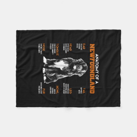 Funny Anatomy of a Newfundland Hunde Fleecedecke (Vorderseite (Horizontal))