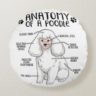Funny Anatomy Poodle Dog Standard Poodle Lover Rundes Kissen