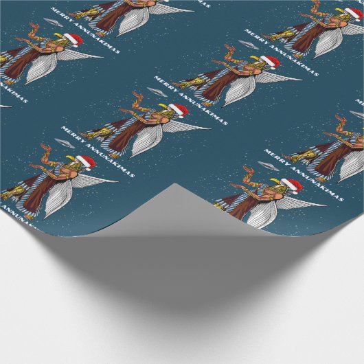 Funny Ancient UFO Annunaki Alien Weihnachten Geschenkpapier (Ecke)