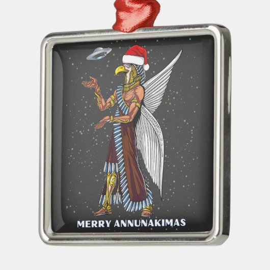 Funny Ancient UFO Annunaki Alien Weihnachten Ornament Aus Metall (Links)