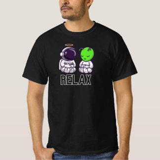 Funny And Cute Relax Alien And Astronaut T-Shirt
