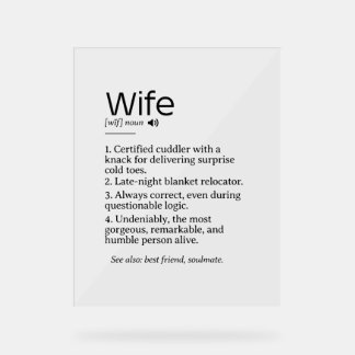 Funny and Heartfelt Ehefrau Definition Acrylschild