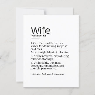 Funny and Heartfelt Ehefrau Definition Postkarte