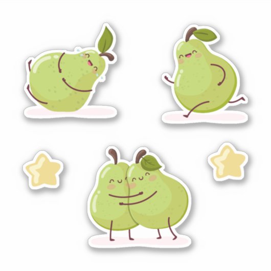 Funny and loving children's pears set aufkleber (Vorderseite)