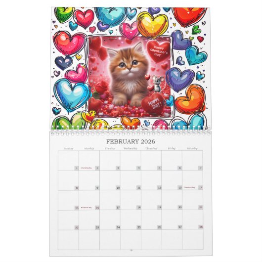Funny and Whimsical Cat Lover Calendar Kalender (Feb 2026)