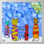 Funny and Whimsical Cats Fishing Poster (Vorne)