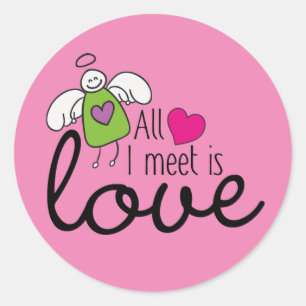 Funny Angel - Ich treffe mich nur mit Liebe 1 Runder Aufkleber