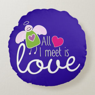 Funny Angel - Ich treffe mich nur mit Liebe 2 Rundes Kissen