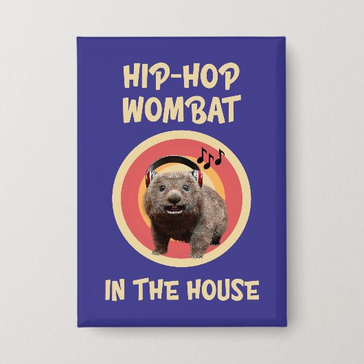 Funny Angesagt hop Wombat im Haus Button (Vorderseite)