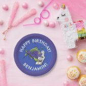 Funny angler Fisch Cartoon personalisiert Geburtst Pappteller (Party)