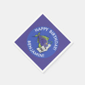 Funny angler Fisch Cartoon personalisiert Geburtst Serviette (Ecke)