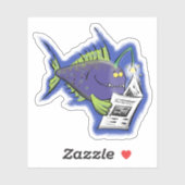 Funny angler Fisch lila Cartoon Illustration Aufkleber (Blatt)