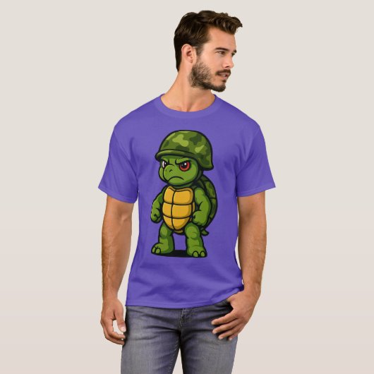 Funny Angry Armyurtle Soldier retro T-Shirt (Vorne ganz)