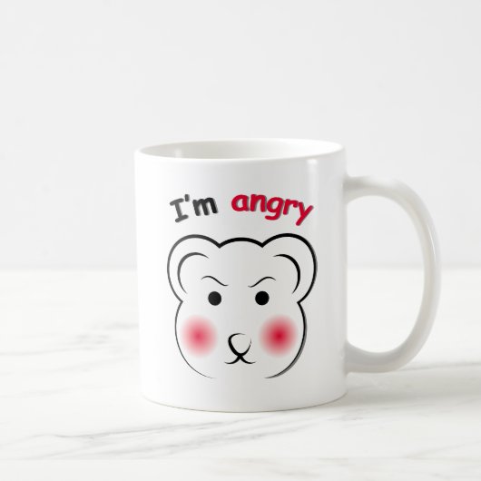 Funny Angry Bear Face Tasse - Minimalistisches Süß (Rechts)