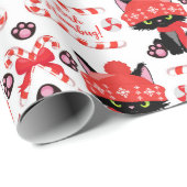 Funny Angry Black Twin Cats "Bah Humbug" Geschenkpapier (Rolleneckpunkt)