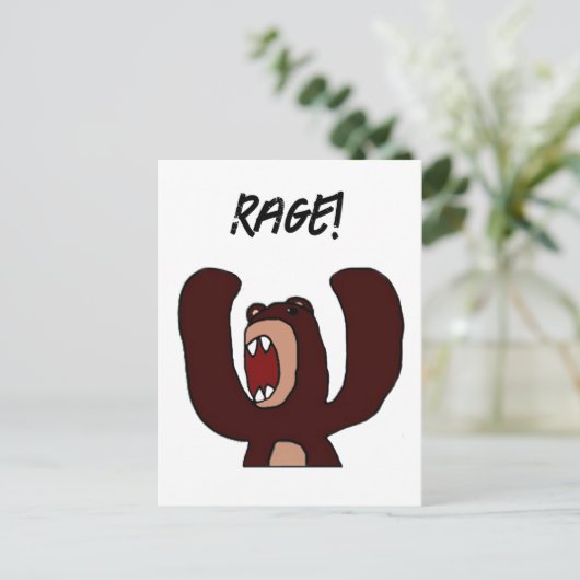 Funny Angry Brown Bär Cartoon - Stresstout Postkarte (Stehend Vorderseite)