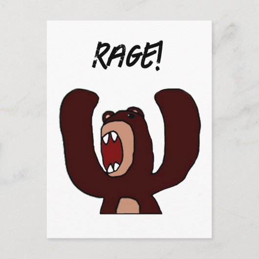Funny Angry Brown Bär Cartoon - Stresstout Postkarte (Vorderseite)