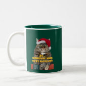 Funny angry cat Christmas  Zweifarbige Tasse (Links)