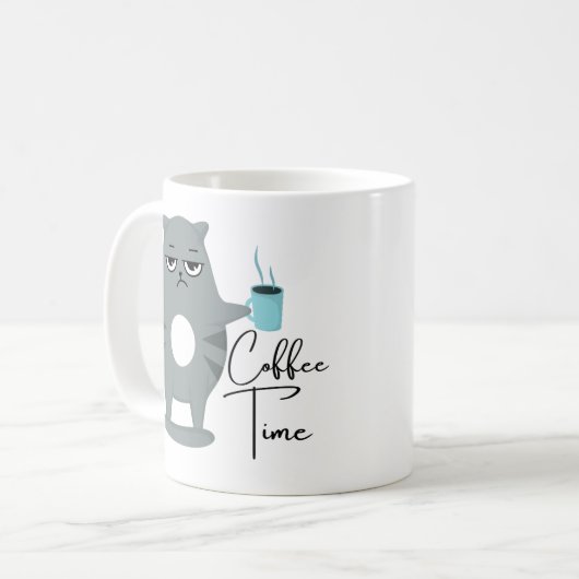 Funny Angry Cat | Coffee Time Typografy Kaffeetasse (Vorderseite Links)