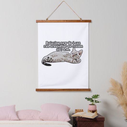 Funny angry cat meme für Katzenbesitzer & Liebhabe Wandteppich Mit Holzrahmen (Schlafzimmer)