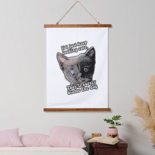 Funny angry Cat Meme für Katzenbesitzer und Liebha Wandteppich Mit Holzrahmen (Schlafzimmer)