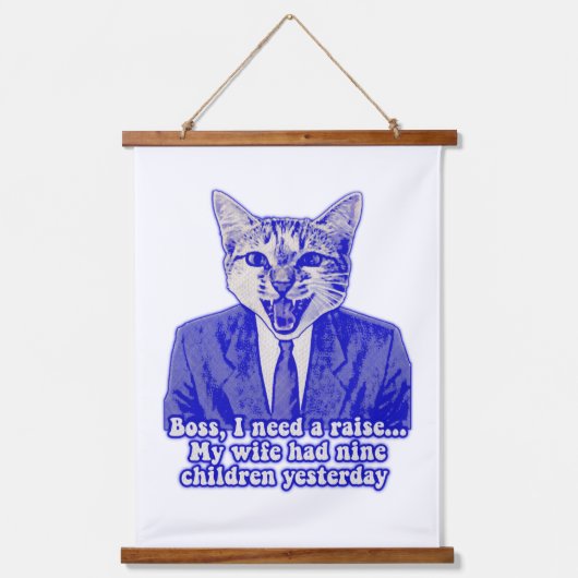 Funny angry cat meme für kitty Liebhaber Wandteppich Mit Holzrahmen (Vorderseite)