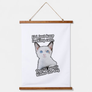 Funny angry cat meme für kitty personen & cat besi wandteppich mit holzrahmen