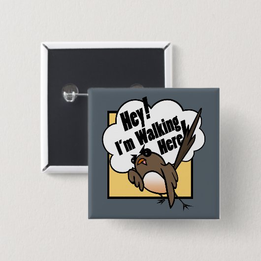 FUNNY ANGRY DISGRUNTLED BIRD SQUARE BUTTON (Vorne & Hinten)